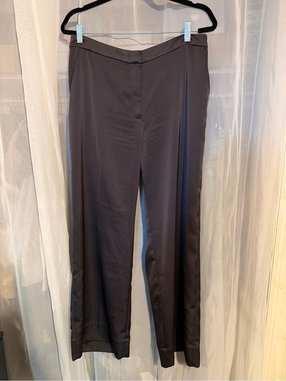 H&M Black Shiney Wide-Leg Trousers